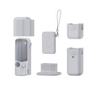Funda Protectora para dji Pocket 4, Juego de Fundas Protectoras de Silicona Blanda con Estuche para Pocket 4 Cuerpo, Tapa para la Lente, Funda con Agarre, Base y Cordón (Gris Claro)