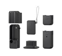 Funda Protectora para dji Pocket 4, Juego de Fundas Protectoras de Silicona Blanda con Estuche para Pocket 4 Cuerpo, Tapa para la Lente, Funda con Agarre, Base y Cordón (Negro)