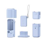 Funda Protectora para dji Pocket 4, Juego de Fundas Protectoras de Silicona Blanda con Estuche para Pocket 4 Cuerpo, Tapa para la Lente, Funda con Agarre, Base y Cordón (Azul)