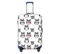 Funda protectora para equipaje, con estampado de búho y pajarita, para maletas de pulgadas, Black, 22-24