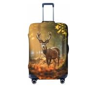 Funda protectora para equipaje con estampado de cuernos de ciervo y vida silvestre para maletas de 18 a 32 pulgadas, artículos esenciales de viaje, Black, L