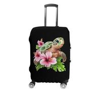 Funda protectora para equipaje de viaje, diseño de tortuga marina, flores hawaianas, buceo, lavable, antiarañazos, para maletas, Estilo:, L