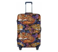 Funda protectora para equipaje de viaje, funda antiarañazos, diseño tribal de zorro, mariposa, se adapta a equipaje de 18 a 32 pulgadas, Black, S