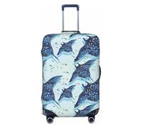 Funda protectora para equipaje de viaje - Stingray Fish Cool Blue Anti-Scratch Maleta se adapta a equipaje de 18 a 32 pulgadas, Black, S