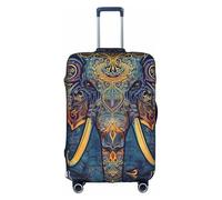 Funda protectora para equipaje, diseño de cabeza de elefante floral, para viajes, negocios, vacaciones, se adapta al equipaje, multicolor, XL(29"-32" Suitcase)