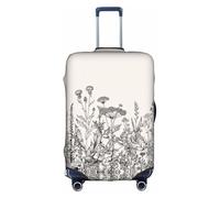 Funda protectora para equipaje, diseño de hierbas florales de moda con grabado botánico, accesorios de viaje estéticos, cremallera invisible, White, L