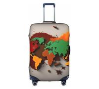 Funda protectora para equipaje, diseño de mapa del mundo de moda hecho de especias, accesorios estéticos de viaje, cremallera invisible, White, XL