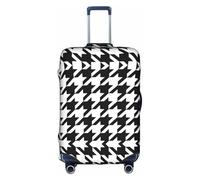 Funda protectora para equipaje, diseño de pata de gallo con estampado negro, accesorios estéticos de viaje, cremallera invisible, White, M