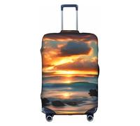 Funda protectora para equipaje, diseño de playa Maui, Hawaii, puesta de sol, mar, olas y nubes, accesorios estéticos de viaje, cremallera invisible, White, XL