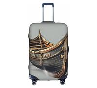 Funda protectora para equipaje, funda de maleta con estampado de barcos vikingos vikingos, accesorios estéticos de viaje, cremallera invisible, White, S