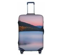 Funda protectora para equipaje, funda de maleta con estampado de lago bajo el atardecer, accesorios estéticos de viaje, cremallera invisible, White, S