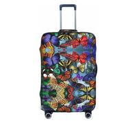 Funda protectora para equipaje, funda de maleta con estampado de mariposas dibujadas a mano, accesorios estéticos de viaje, cremallera invisible, White, S