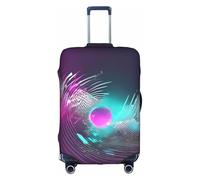 Funda protectora para equipaje, funda de maleta con estampado de ondas sonoras de música, accesorios estéticos de viaje, cremallera invisible, White, M