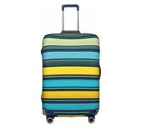 Funda protectora para equipaje, funda de maleta con estampado de rayas amarillas y azules, accesorios estéticos de viaje, cremallera invisible, White, S