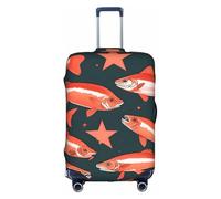 Funda protectora para equipaje, funda de maleta con estampado de salmón, accesorios estéticos de viaje, cremallera invisible, White, L