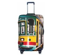 Funda protectora para equipaje, funda de maleta con estampado de tranvía de Lisboa, accesorios estéticos de viaje, cremallera invisible, White, XL