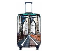 Funda protectora para equipaje, funda de maleta con estampado del puente de Brooklyn, accesorios estéticos de viaje, cremallera invisible, White, L