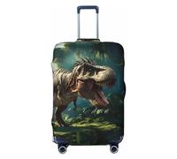 Funda protectora para equipaje, funda protectora para maleta, diseño de dinosaurio verde del bosque, Negro -, XL