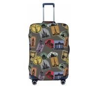 Funda protectora para equipaje, funda protectora para maleta, diseño de mundos de sello, funda suave y moderna para equipaje, Black, M