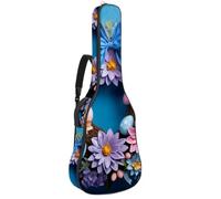 Funda protectora para guitarra acústica, impermeable, se adapta a guitarra de 40/41/42 pulgadas, funda protectora con múltiples bolsillos, mochila para guitarra, corona azul de Pascua feliz,