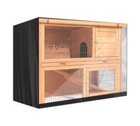 Funda Protectora para Jaula de Conejos Doble Altura, Transpirable con Ventilación y Cortina Frontal Transparente, Tela Oxford 210D, 122 x 50 x 105 cm