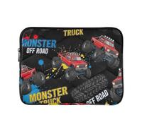 Funda protectora para laptop de 13 pulgadas, diseño de Monster Trucks de color rojo vibrante