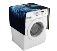 Funda protectora para lavadora de caballito de mar azul con bolsillos de almacenamiento, para lavadora y secadora, 54.3 x 20.5 pulgadas, para refrigerador, cocina, decoración del hogar