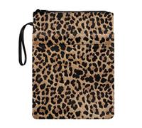 Funda protectora para libros con estampado de leopardo marrón para mujeres y niñas, funda lavable con bolsillos delanteros, suministros de vuelta a la escuela