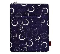 Funda protectora para libros de lunas y estrellas, funda para libros de tapa blanda, tela lavable, fundas para libros con cremallera, tamaño mediano de 11 x 8.7 pulgadas