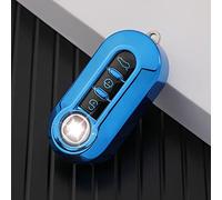 Funda protectora para llave de coche de 3 botones compatible con Fiat 500 500L Lancia Bravo Ducato Fiorino Punto Panda Palio Sedici Stilo Lounge, funda protectora de silicona TPU (azul)