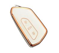 Funda Protectora para Llave De Coche para Seat para León FR MK4 para Cupra ABS Y Fibra De Carbono(White Gold)