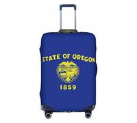 Funda protectora para maleta, con diseño de bandera del estado de Oregon, elástica, lavable, antiarañazos, ajuste de 45,7 a 81,3 cm, White, L