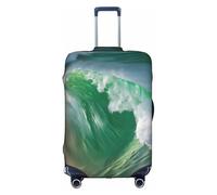 Funda protectora para maleta con diseño de olas en verde océano con la orilla para carrito de entre 45 y 81 cm, color blanco, talla XL, White, XL