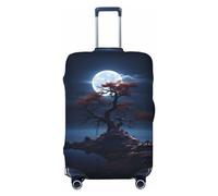 Funda protectora para maleta, diseño de árbol rojo, luna, cielo nocturno, una funda antiarañazos para equipaje, Black, S