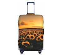 Funda protectora para maleta, diseño de girasol y puesta de sol, elástica, lavable, antiarañazos, ajuste de 45,7 a 81,3 cm, White, XL