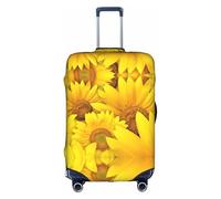 Funda protectora para maleta, diseño de girasoles y flores amarillas, elástica, lavable, antiarañazos, ajuste de 18 a 32 pulgadas, White, M
