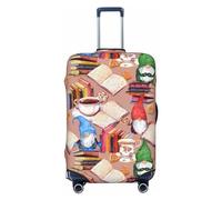 Funda protectora para maleta, diseño de gnomos, libros, tazas de té, antiarañazos, para equipaje, Black, L