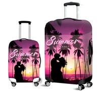 Funda Protectora para Maleta Elástico con Estampado De Árboles De Coco De Playa Atardecer De Verano,Funda para Equipaje para Niños Niñas,Duradera Y Antirrayas (Rose B,S)