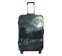 Funda protectora para maleta, funda protectora para maleta, diseño de carruaje fantasma de Halloween, luna y noche, suave y a la moda para equipaje, Black, X-Large