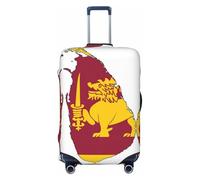 Funda protectora para maleta, lavable, antiarañazos, con diseño de mapa de la bandera de Sri Lanka, Black, XL