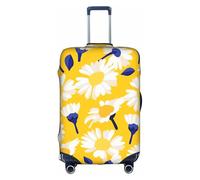 Funda protectora para maleta, lavable, con estampado de flores y margaritas blancas, con cremallera oculta, White, M