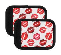 Funda protectora para maletas de viaje con marcas de beso y lápiz labial rojo, color blanco, Lápiz labial rojo con marcas de beso blanco, Set of 2