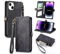 Funda protectora para Motorola Moto G05/E15, funda protectora para Motorola Moto G05/E15 con cremallera, cartera de piel a prueba de golpes, con tecnología RFID, tarjeteros, soporte magnético para