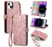 Funda protectora para Motorola Moto G05/E15, funda protectora para Motorola Moto G05/E15 con cremallera, cartera de piel a prueba de golpes, con tecnología RFID, tarjeteros, soporte magnético para