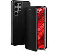 ONEFLOW Funda para teléfono móvil Compatible con Samsung Galaxy S24 Ultra - Funda Plegable, Funda con Tarjetero y función de Llamada, Aspecto de Piel con Carcasa de Silicona, Color Negro