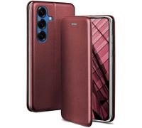 ONEFLOW Business Case für Samsung Galaxy S25 Handyhülle klappbar mit Standfunktion Klapphülle Flipcase Cover Dünn, PU Leder Hülle mit Kartenfach, 360 Grad Schutzhülle Weinrot