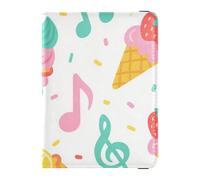 Funda protectora para pasaporte de piel brillante y colorida con diseño de helado de verano, impermeable, para viajes, funda protectora para vacunas, billetera, soporte para pasaporte para mujer