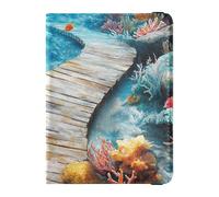 Funda protectora para pasaporte de piel con diseño creativo en 3D, diseño de océano, para documentos de viaje, funda protectora para pasaporte, ultrafina, Pintura creativa 3D para el suelo del océano