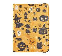 Funda protectora para pasaporte de piel con diseño de calabaza negra y blanca de dibujos animados para Halloween, para viajes, para vacunas, funda protectora para pasaporte para hombres, impermeable