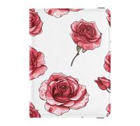 Funda protectora para pasaporte y tarjeta de vacunación con diseño de rosa roja de dibujos animados, organizador de documentos de viaje, funda protectora para pasaporte con bloqueo RFID, para mujeres